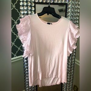 3 for $25 plus FREE SHIPPING! Pale Pink Shirt with Pleated Ruffle Sleeves